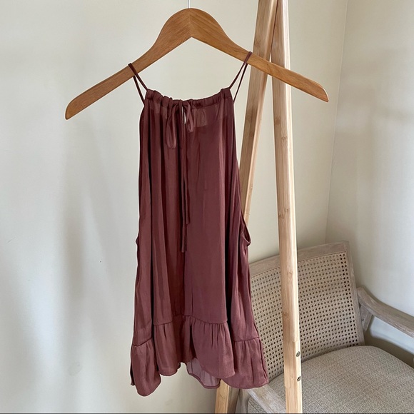 Mango Halterneck Ruffle Hem Tank Top in Brown - XS - Picture 7 of 7